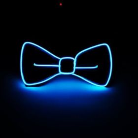 LED Light Up Bow Tie Perfect for Halloween Rave Party (Color: Blue)
