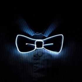 LED Light Up Bow Tie Perfect for Halloween Rave Party (Color: Red)