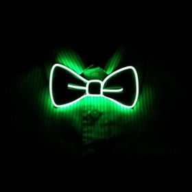 LED Light Up Bow Tie Perfect for Halloween Rave Party (Color: GREEN)