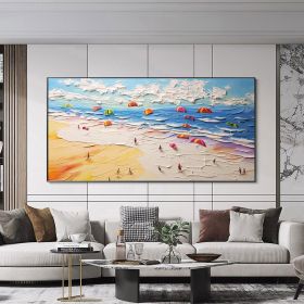 Hand Painted Oil Painting Abstract Beach Vacation Commemorative Oil Painting Original Hand-Painted Summer Landscape Colorful Parachute Wall Art 3D Cre (style: 01, size: 50x100cm)