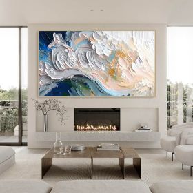 Hand Painted Oil Painting Original Flower Textured Wall Art 3D Abstrat Painting On Canvas Wall Decor Living Room Soft Color Textured Flower Wall Art S (style: 01, size: 60x120cm)
