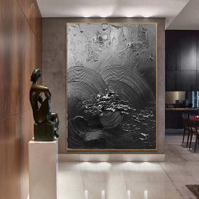 Hand Painted Oil Painting Black Acrylic Paintings Large Black 3D Textured Painting Abstract Black Painting Minimalist Abstract Wall Art for Living Roo (style: 01, size: 100x150cm)