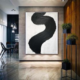 Hand Painted Oil Painting Black and White Textured Painting Palette Knife 3D Abstract Painting Hand-painted Acrylic Paintings Minimalist Wall Art for (style: 01, size: 50x70cm)