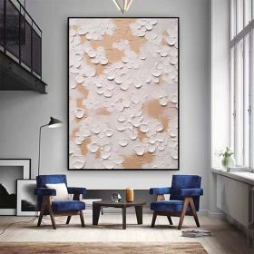 Hand Painted Oil Painting White Beige Floral textured Painting Palette Knife 3D Abstract Painting Hand-painted Acrylic Paintings Minimalist Wall Art f (style: 01, size: 60x90cm)