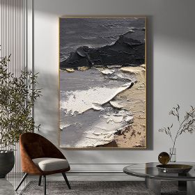 Hand Painted Oil Painting Large 3D Texture Black and Beige Painting Black Texture Painting Beige Minimalist Painting White Wall Art Abstract Paining W (style: 01, size: 90x120cm)