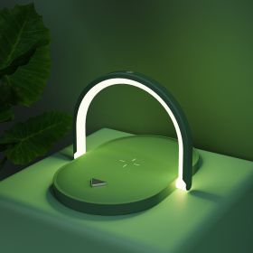 3 In 1 Foldable Wireless Charger Night Light Wireless Charging Station Stonego LED Reading Table Lamp 15W Fast Charging Light (Color: GREEN)
